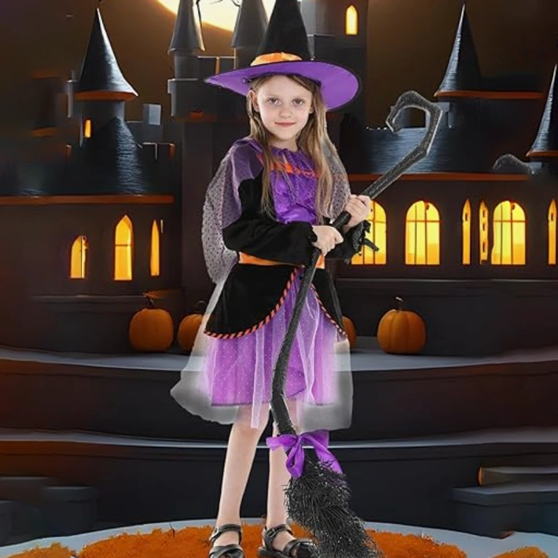Halloween Parade Kids Boszorkány jelmez Sparkly Cape